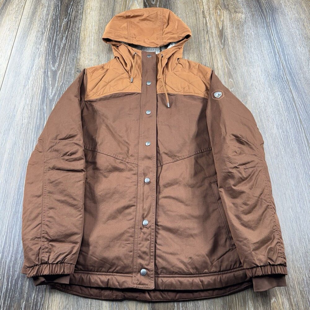Kuhl Projekt Celeste Fleece Lined Jacket Womens M Mocha Rust Full Zip Hoody Coat